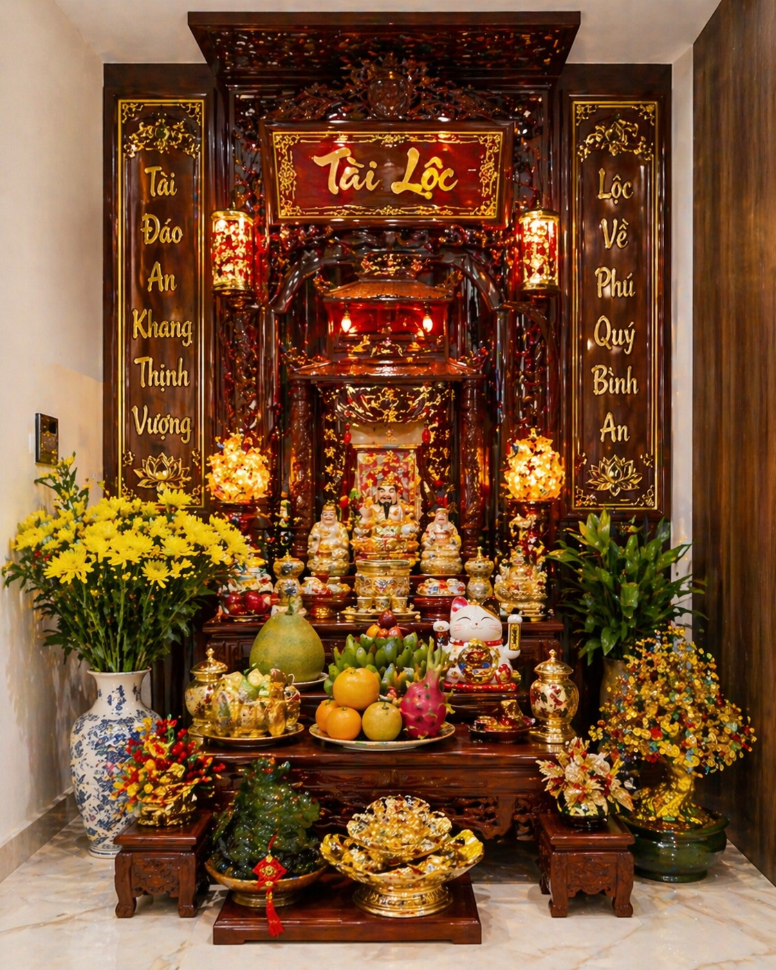 b&agrave;y b&agrave;n thờ Thần T&agrave;i