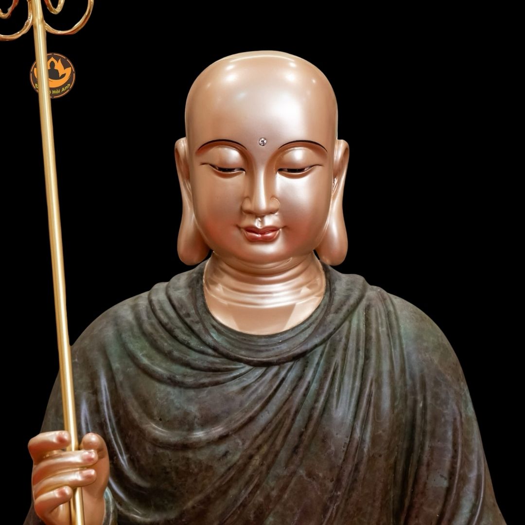 Bộ tượng Phật ta bà tam thánh đá xanh rêu cao cấp