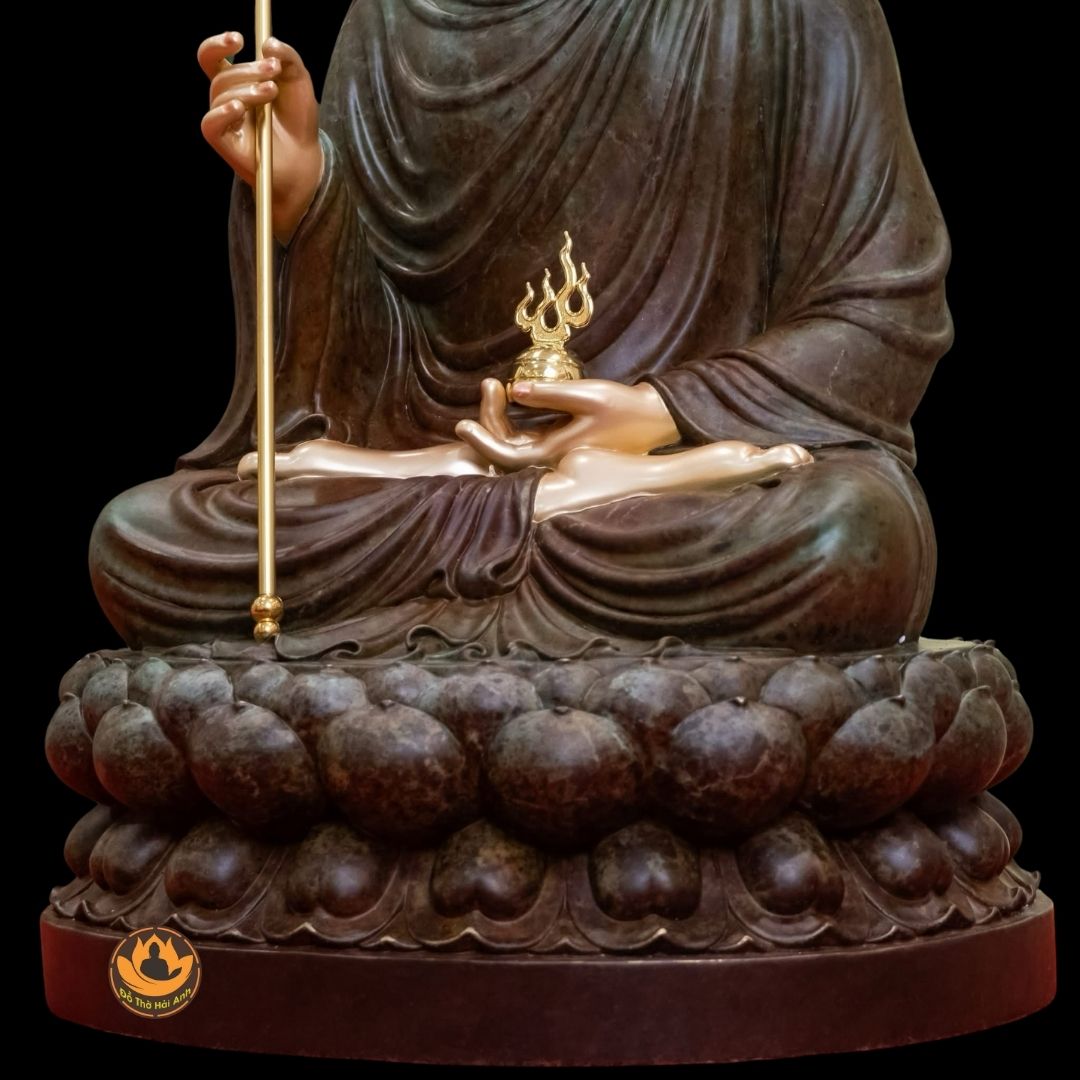 Bộ tượng Phật ta bà tam thánh đá xanh rêu cao cấp