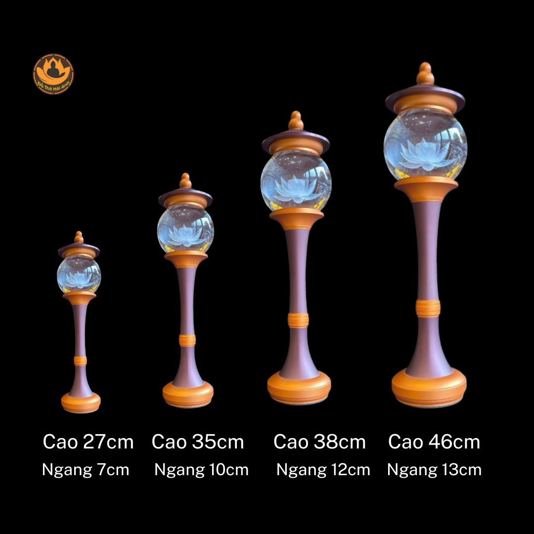 Đèn cầu pha lê lắp ô thân hợp kim đồng