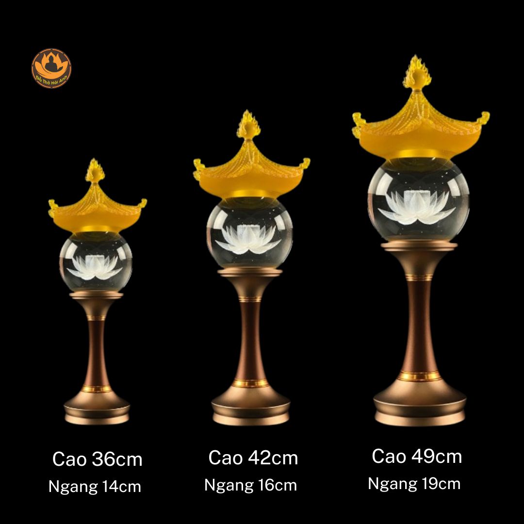 Đèn Cầu mái chùa lưu ly thân hợp kim đồng