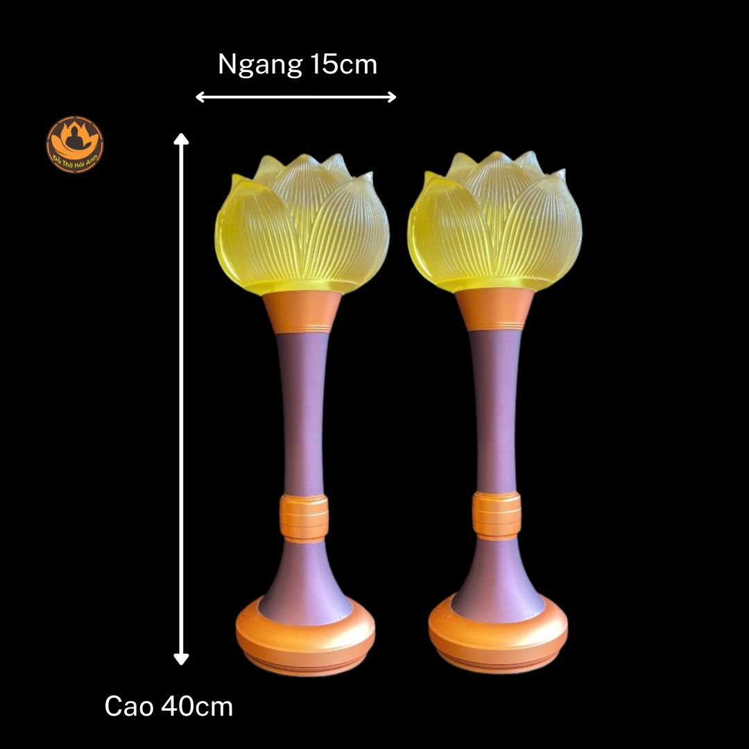 Đèn sen lưu ly 1 bông thân hợp kim đồng