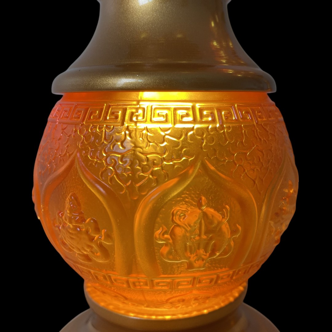 Đèn Sen Lưu Ly Hổ phách 7 bông