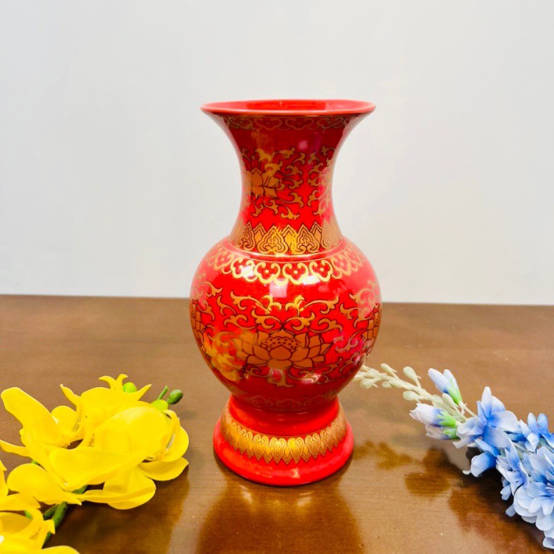 LỌ HOA GẤM ĐỎ/VÀNG