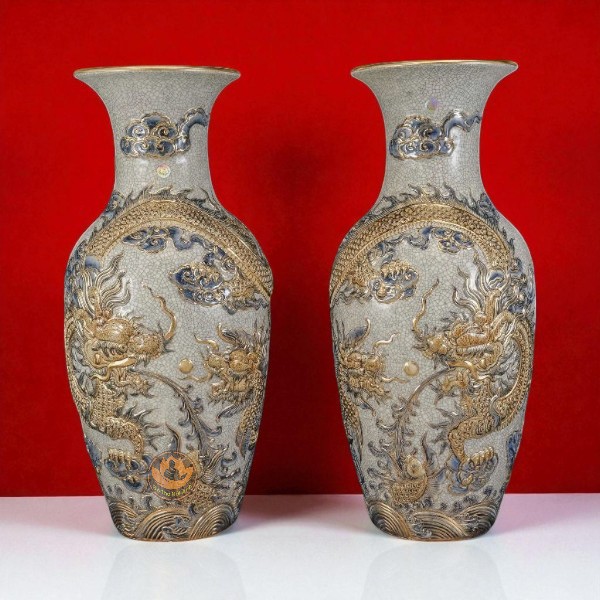 Tiểu Lộc Bình Men Rạn Vàng Kim