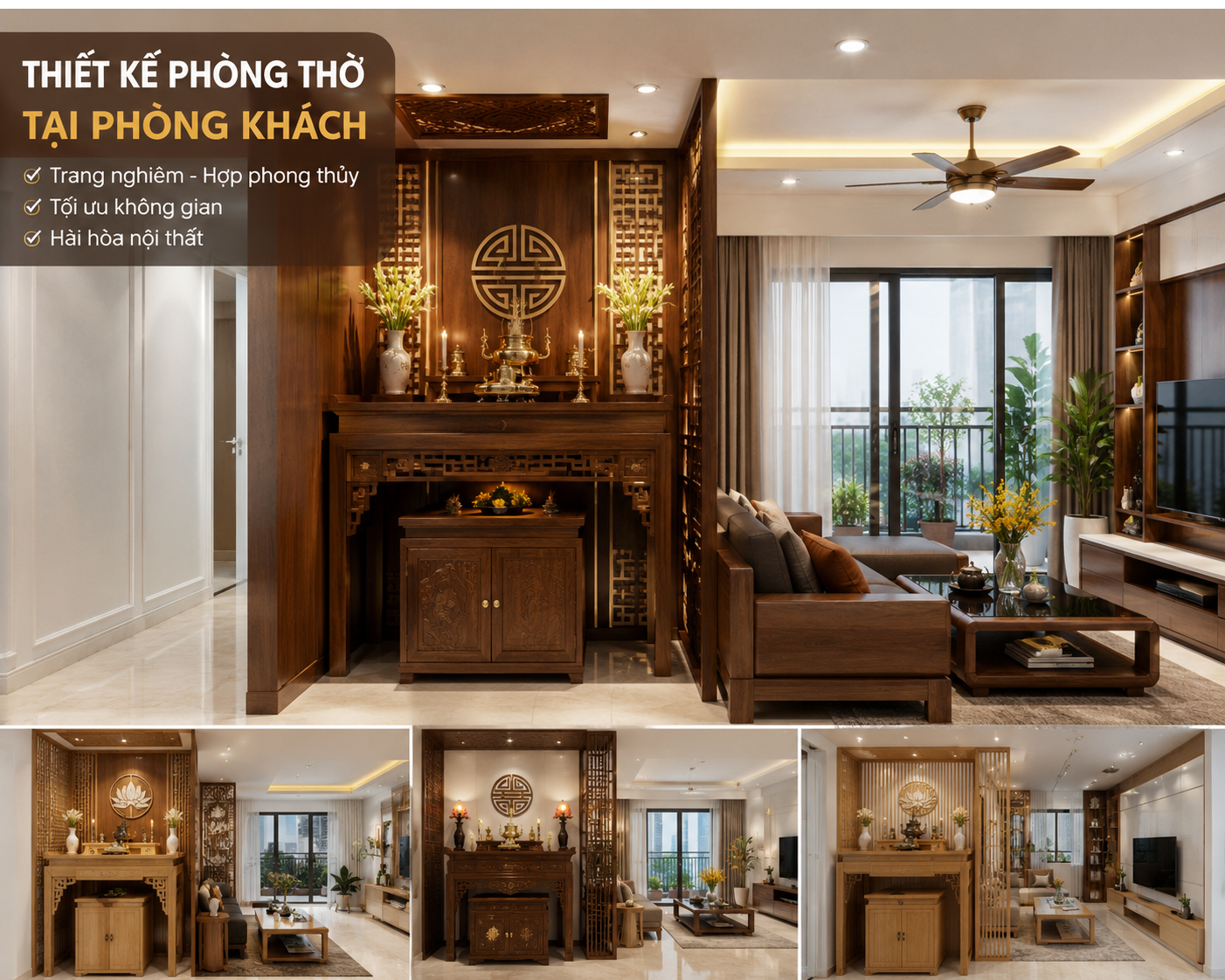 Thiết Kế Ph&ograve;ng Thờ Tại Ph&ograve;ng Kh&aacute;ch
