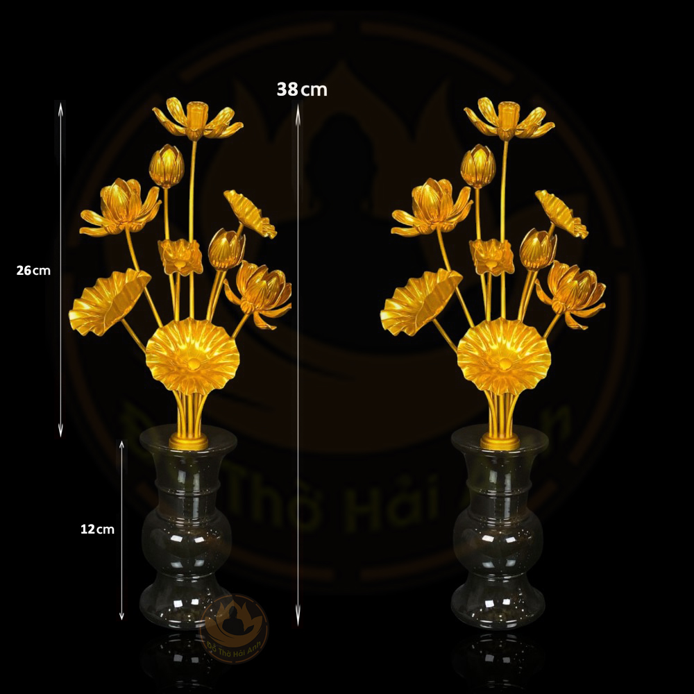 Lọ Hoa 9 Bông Sen Vàng Cao Cấp