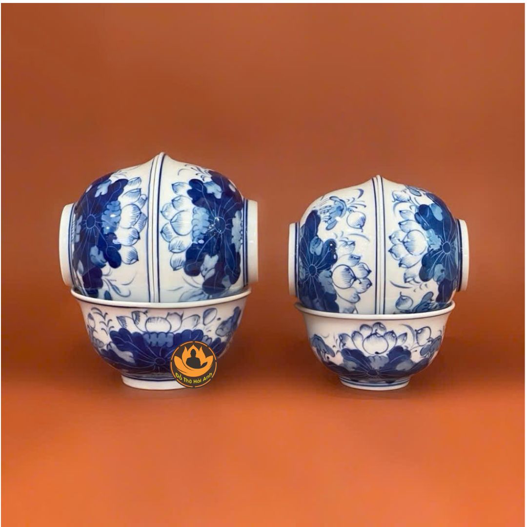 Bát Thờ Hoa Sen Men Lam