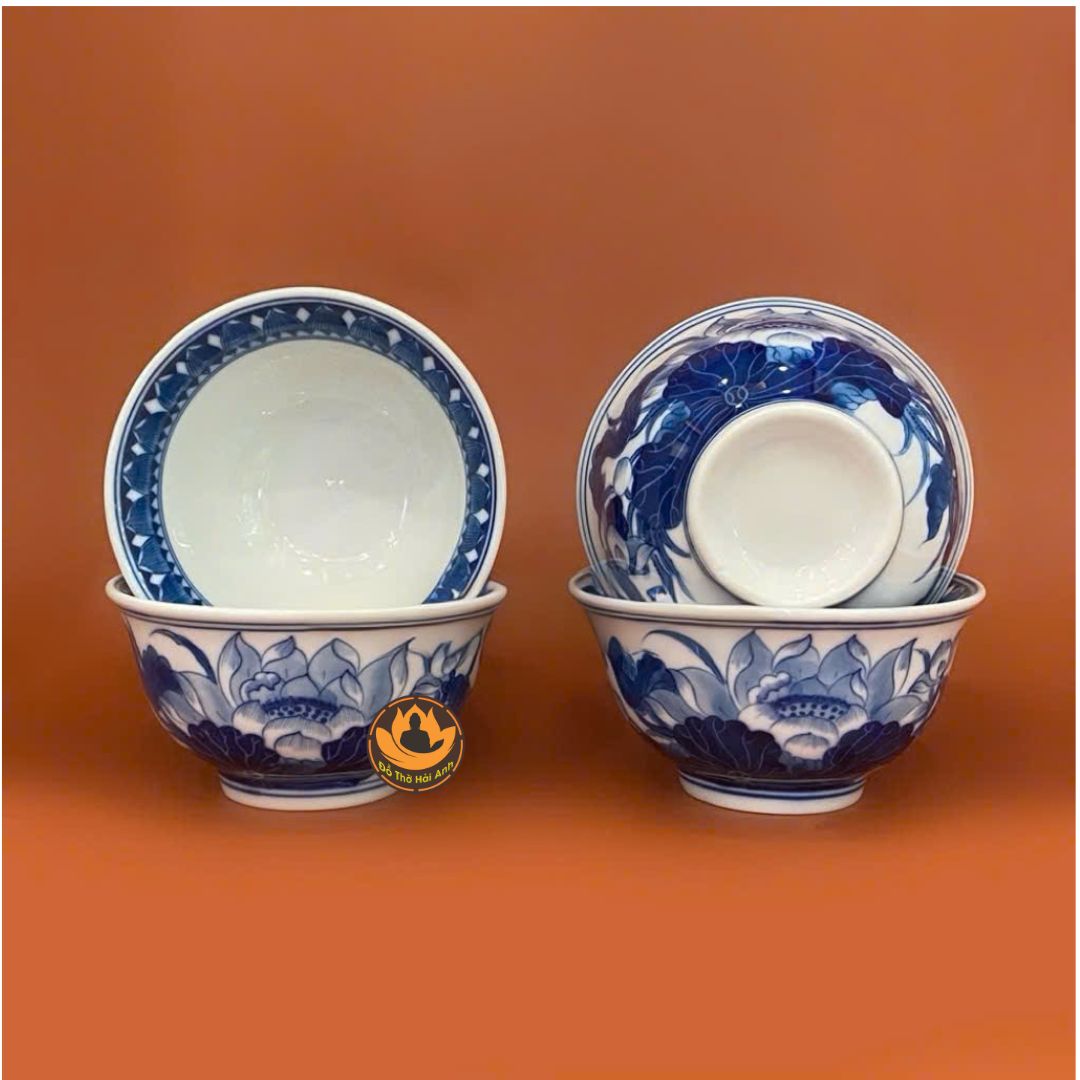 Bát Thờ Sen Phú Quý Men Lam