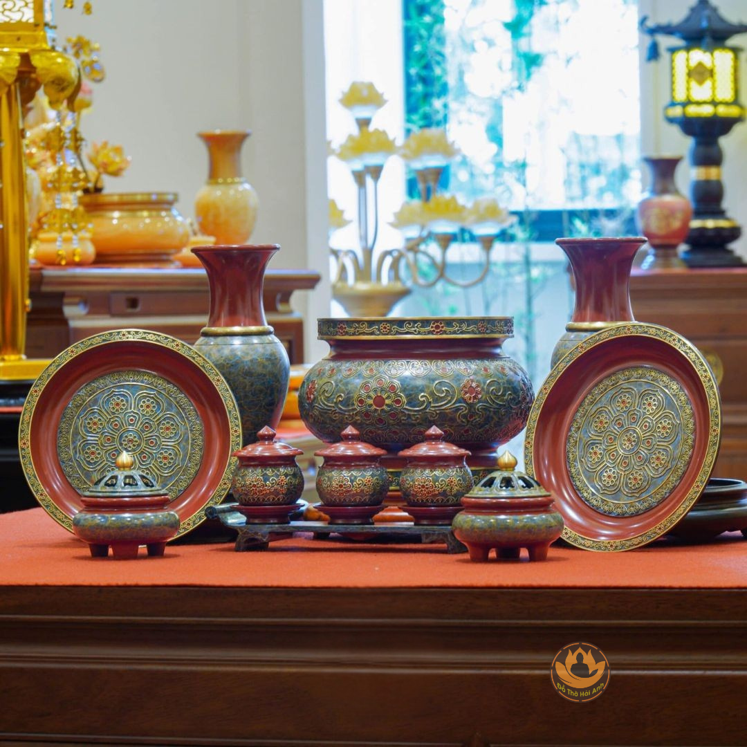 BỘ ĐỒ THỜ ĐỒNG HOA VĂN CAO CẤP