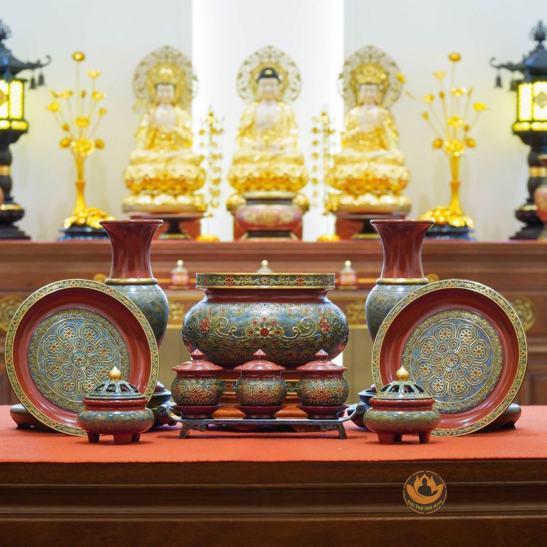 BỘ ĐỒ THỜ ĐỒNG HOA VĂN CAO CẤP