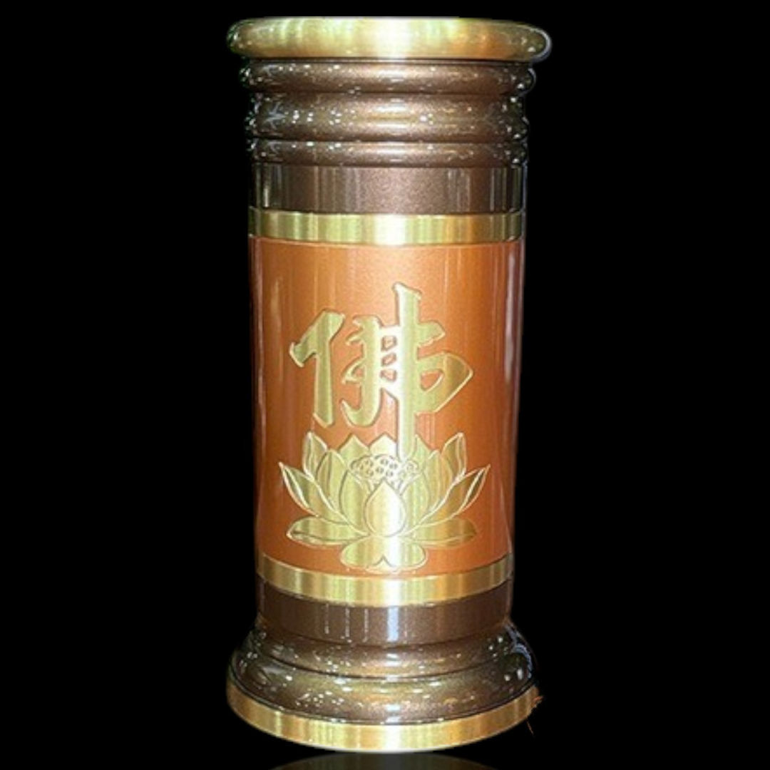 Bộ Đồ Thờ Đồng Đỏ Nâu Chữ Phật Cao Cấp