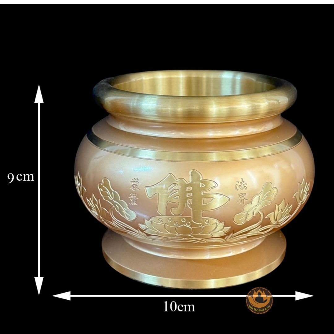 Bát Hương Đồng Vàng Hoa Sen Chữ Phật Cao Cấp – Trang Nghiêm, Bền Đẹp