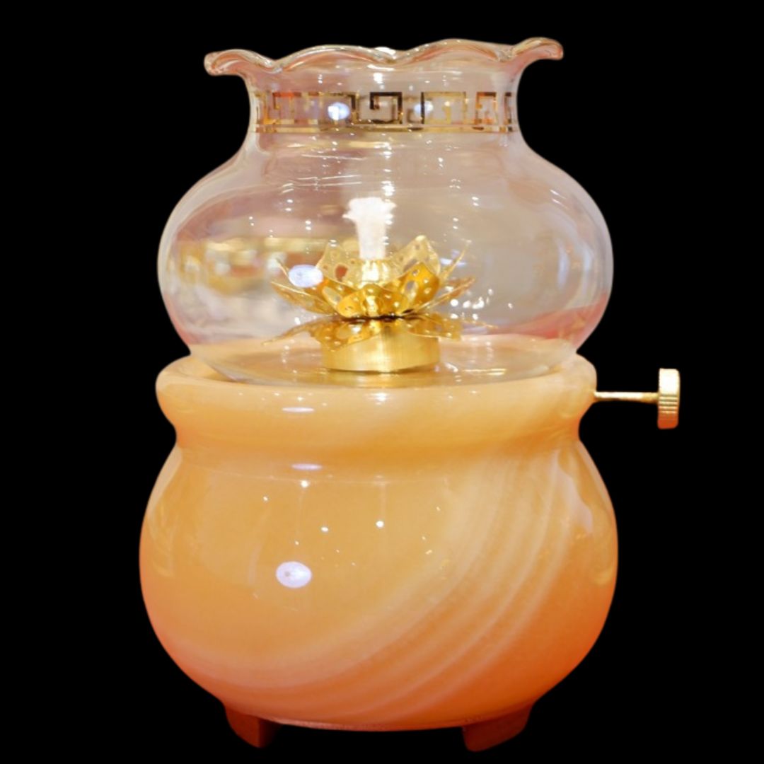 Đèn Dầu Ngọc Viền Đồng