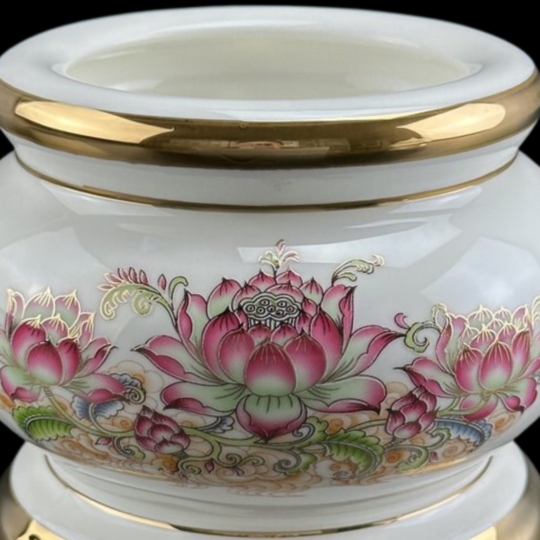 Bát Hương Sứ Sen Tam Bảo Cao Cấp – Trang Nghiêm, Thanh Tịnh, Phong Thủy