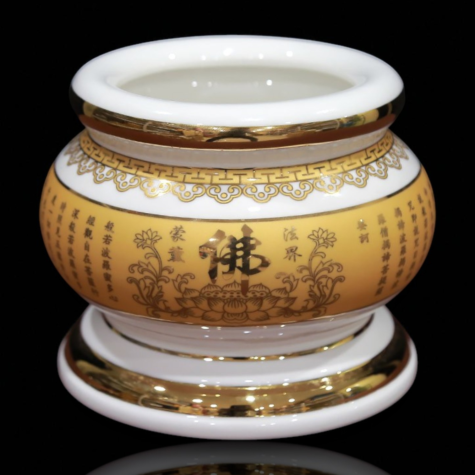 Bát Hương Sứ Trắng Tâm Kinh Vàng Cao Cấp – Sang Trọng & Phong Thủy