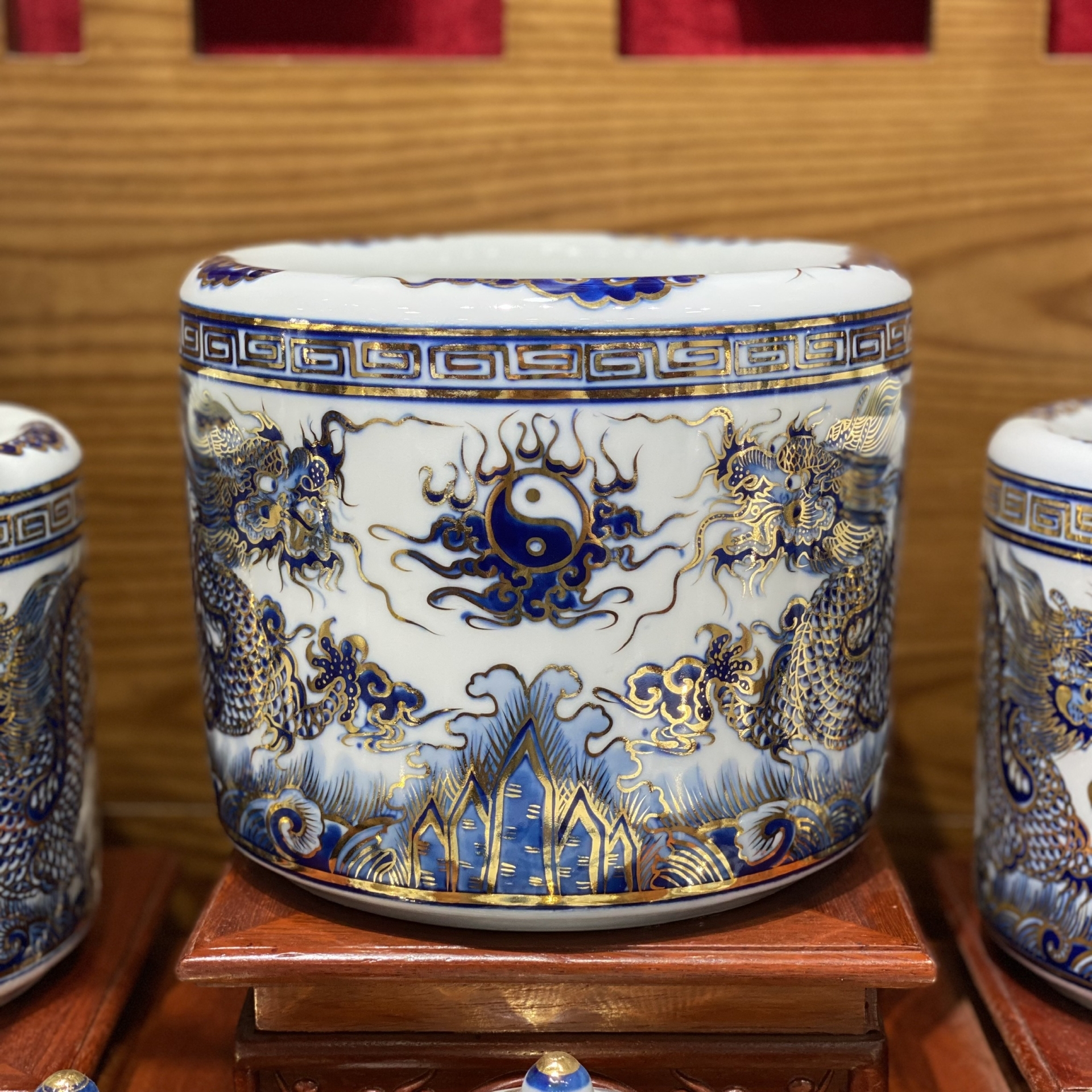 Bộ Đồ Thờ Lộc Phát Rồng Vàng Kim Men Lam