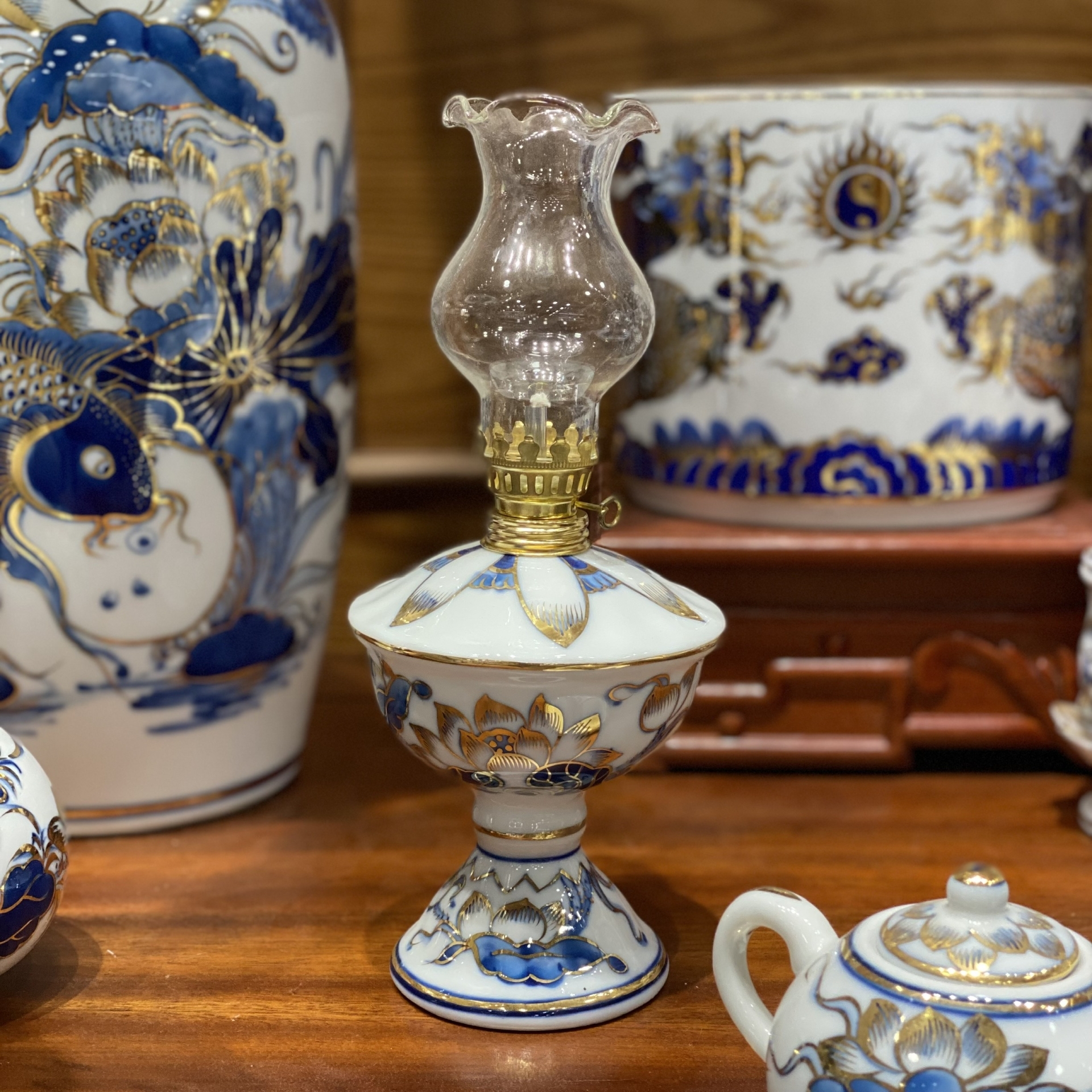 Bộ Đồ Thờ Lộc Phát Rồng Vàng Kim Men Lam