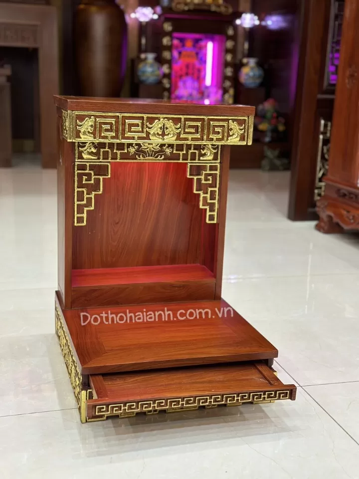 Ban Thần Tài Zích Zắc Gỗ Hương Dát Vàng Đẹp, Sang Trọng, Cao Cấp