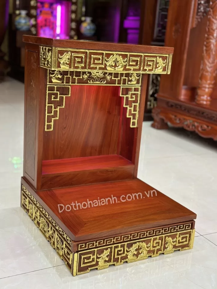 Ban Thần Tài Zích Zắc Gỗ Hương Dát Vàng Đẹp, Sang Trọng, Cao Cấp