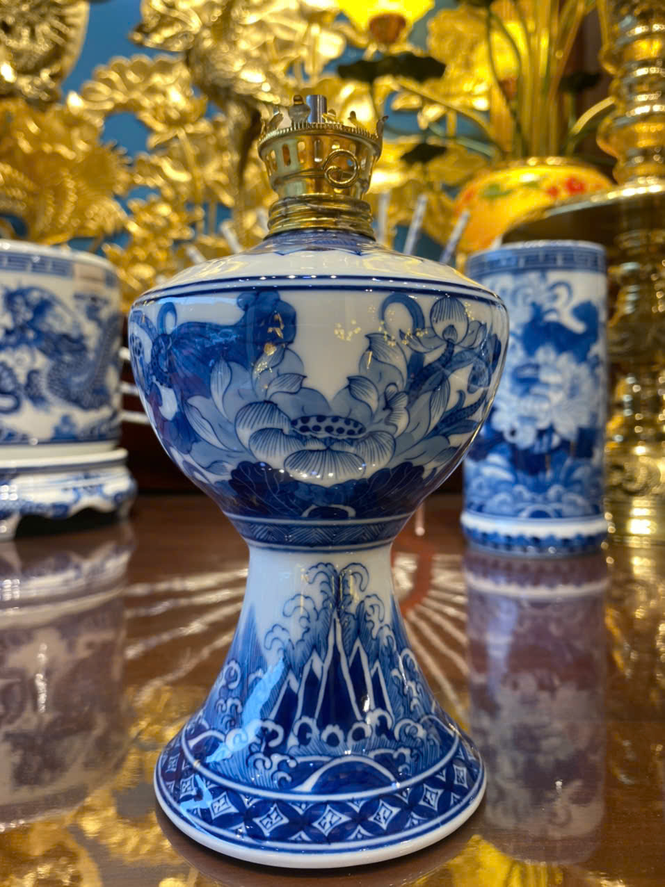 Đèn Aladanh Sen Phú Quý Men Lam