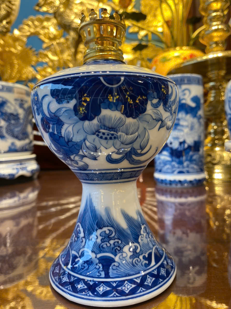 Đèn Aladanh Sen Phú Quý Men Lam