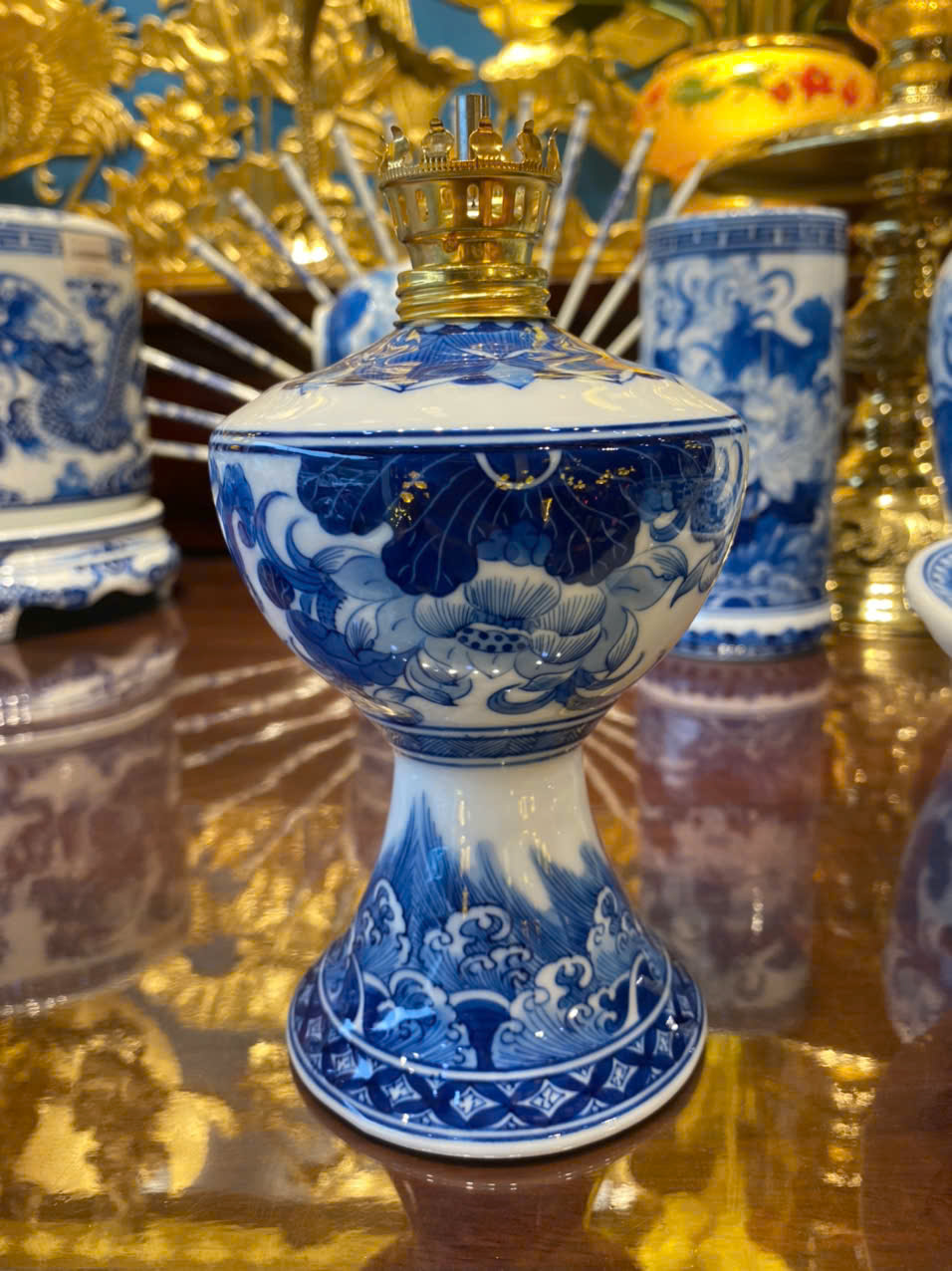 Đèn Aladanh Sen Phú Quý Men Lam