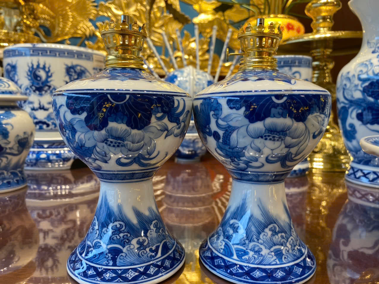 Đèn Aladanh Sen Phú Quý Men Lam