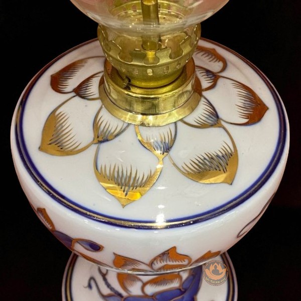 Đèn Thờ Aladanh Sen Vàng Kim Vẽ Tay Men Lam