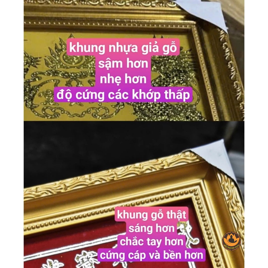 Bài Vị Ông Thần Tài Thổ Địa không tráng gương kích đỏ - Nhũ vàng Kim Sa liễn Thần Tài