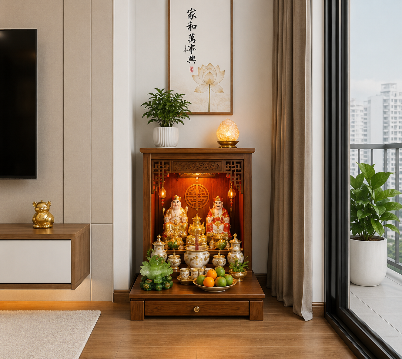 B&agrave;n thờ thần t&agrave;i thổ địa chung cư