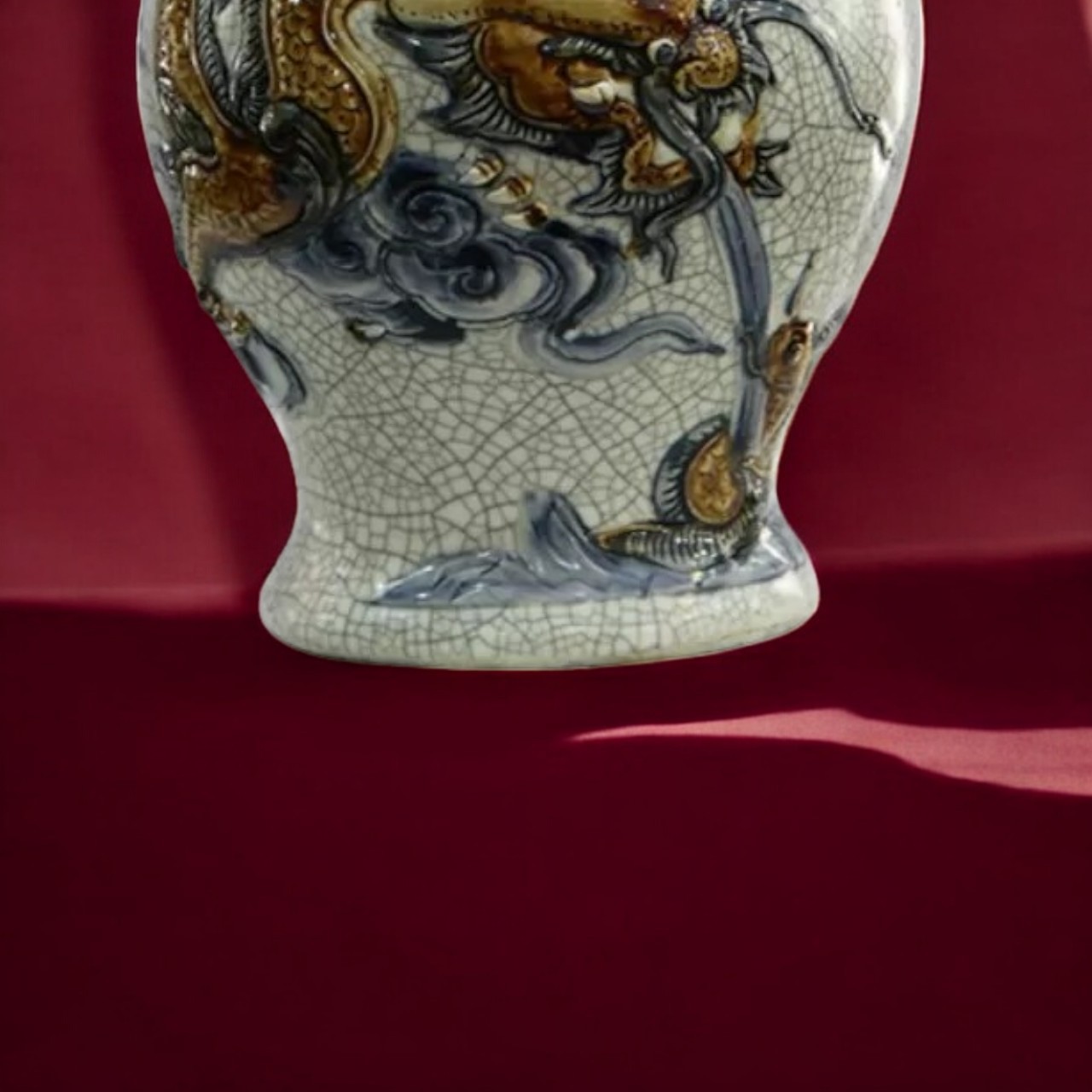 Chóe Thờ Long Hý Ngư Men Rạn