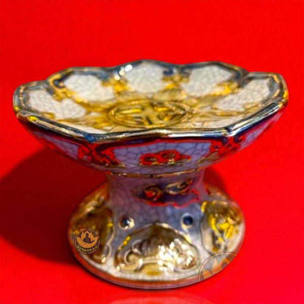 Khay Trầu Men Rạn Vàng Kim