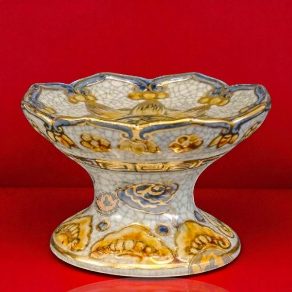 Khay Trầu Men Rạn Vàng Kim