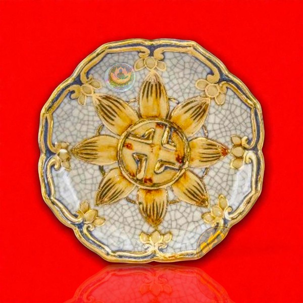Khay Trầu Men Rạn Vàng Kim