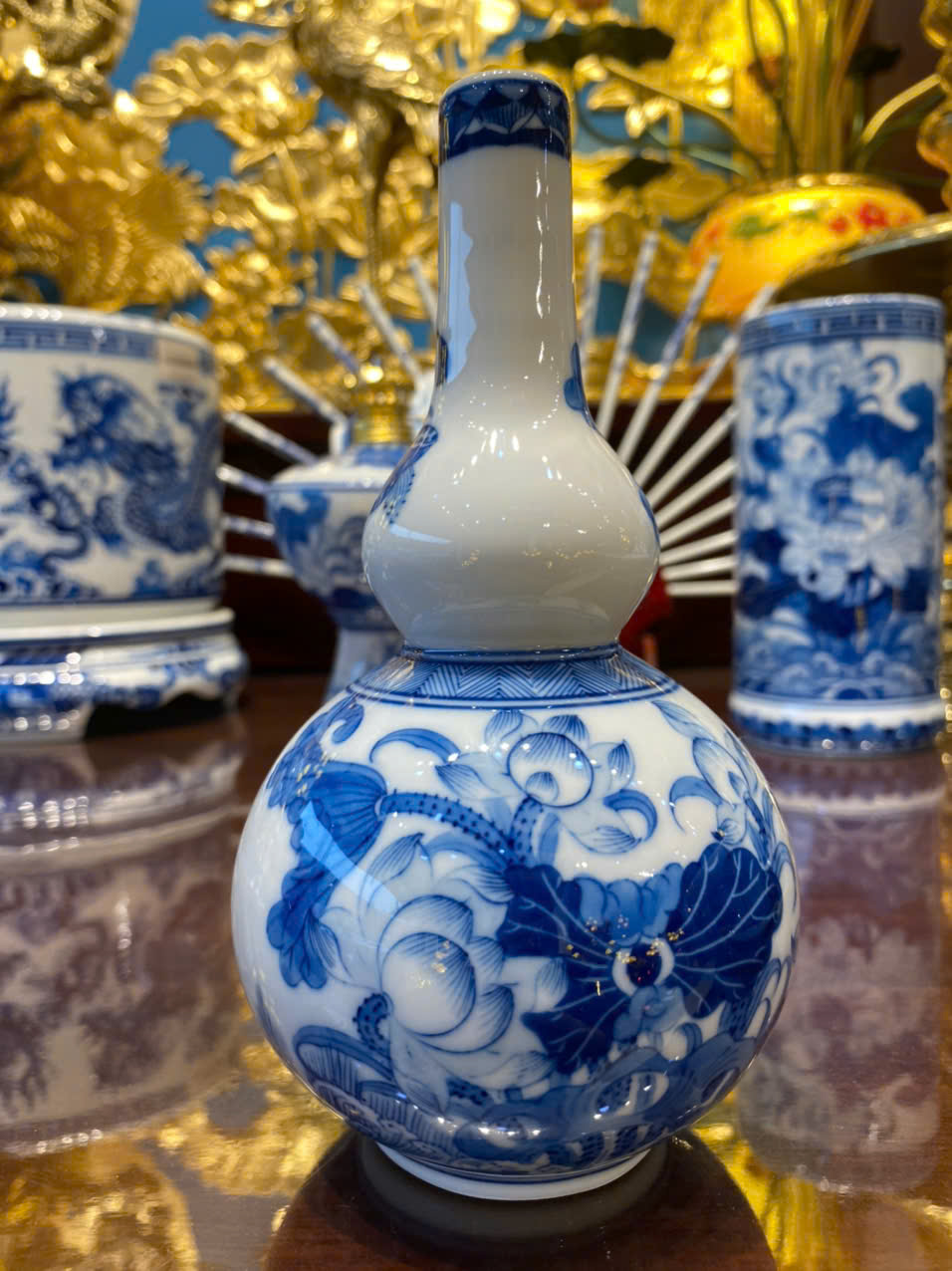 Nậm Rượu Sen Phú Quý Men Lam