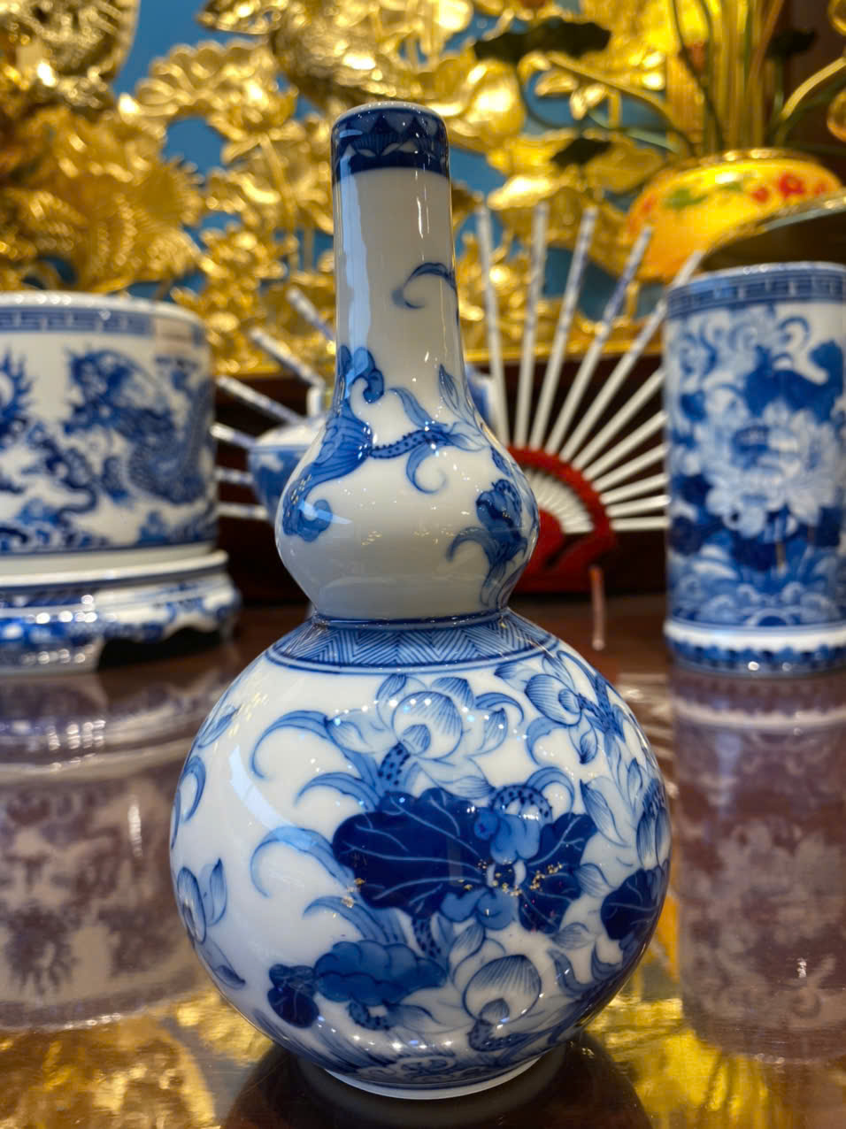 Nậm Rượu Sen Phú Quý Men Lam