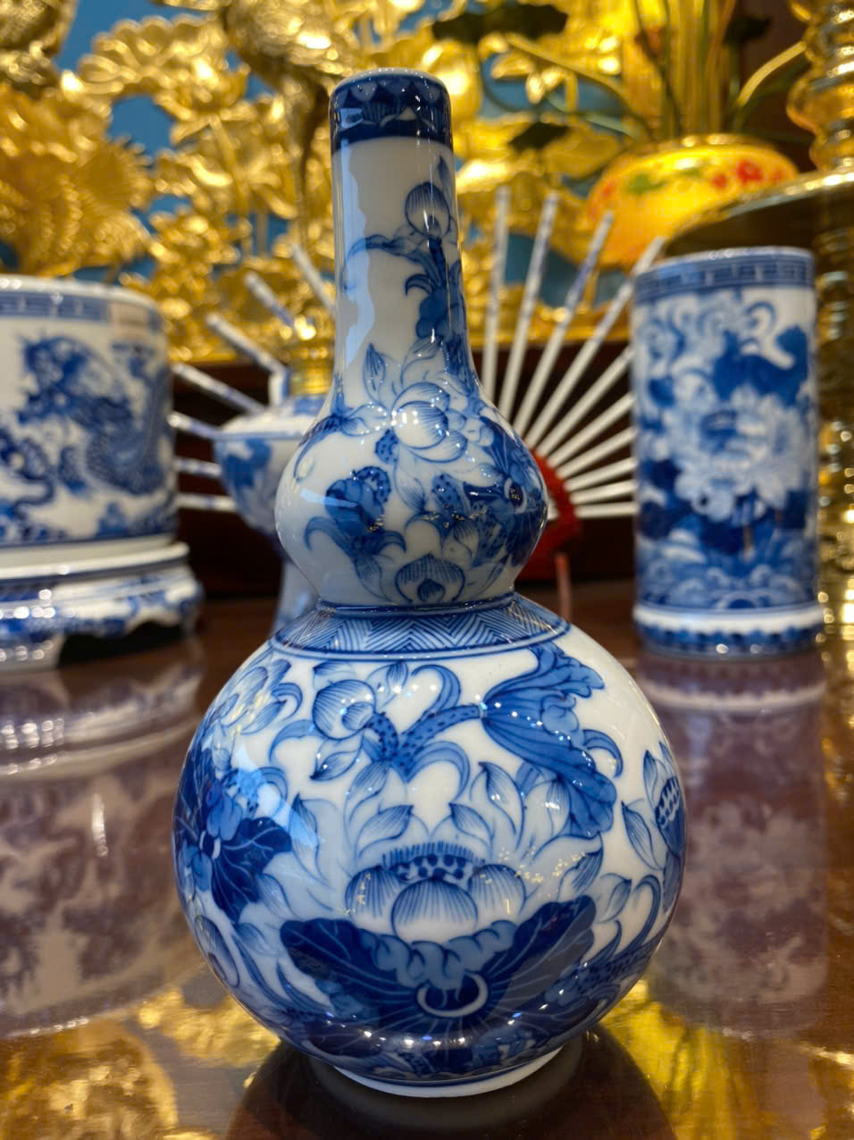 Nậm Rượu Sen Phú Quý Men Lam