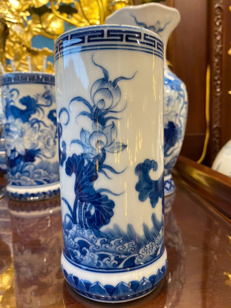 Ống Hương Sen Phú Qúy Men Lam