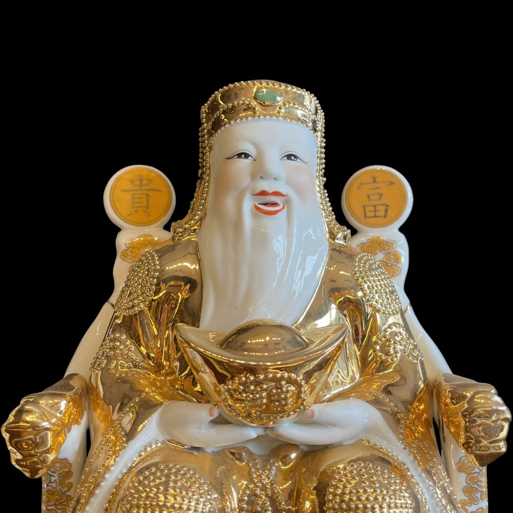 Tài địa sứ trắng vàng kim dát vàng Tài Lộc , Phú Qúy , Chiêu lượng .