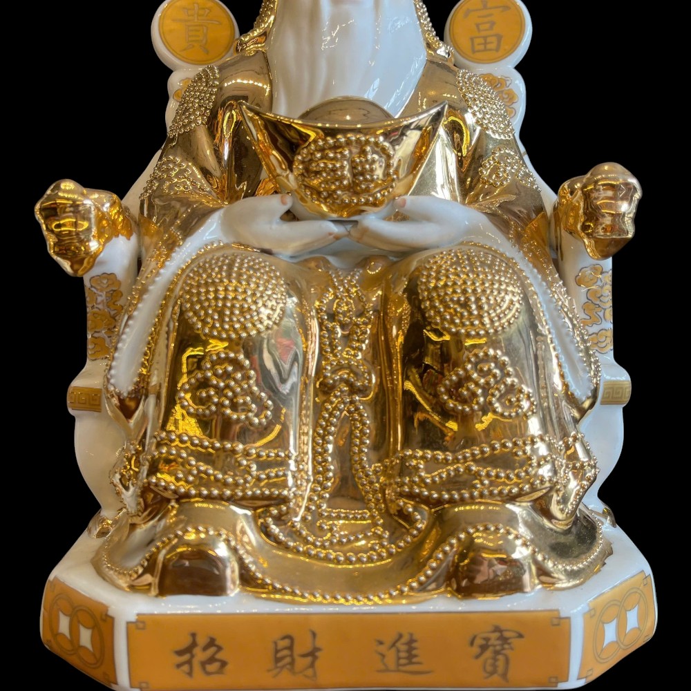 Tài địa sứ trắng vàng kim dát vàng Tài Lộc , Phú Qúy , Chiêu lượng .