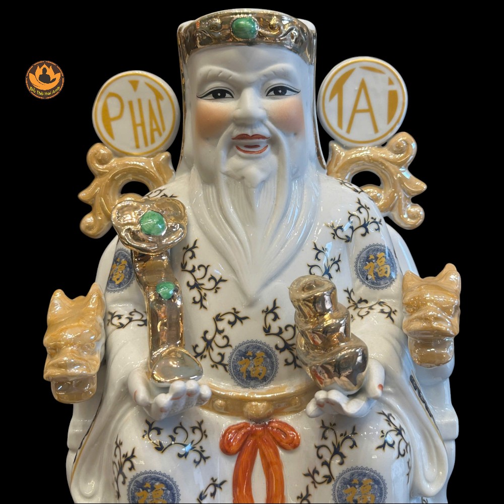 Tượng Tài Địa sứ Gấm Trắng Phú Qúy Phát Tài , Chiêu Tài Tiến Bảo