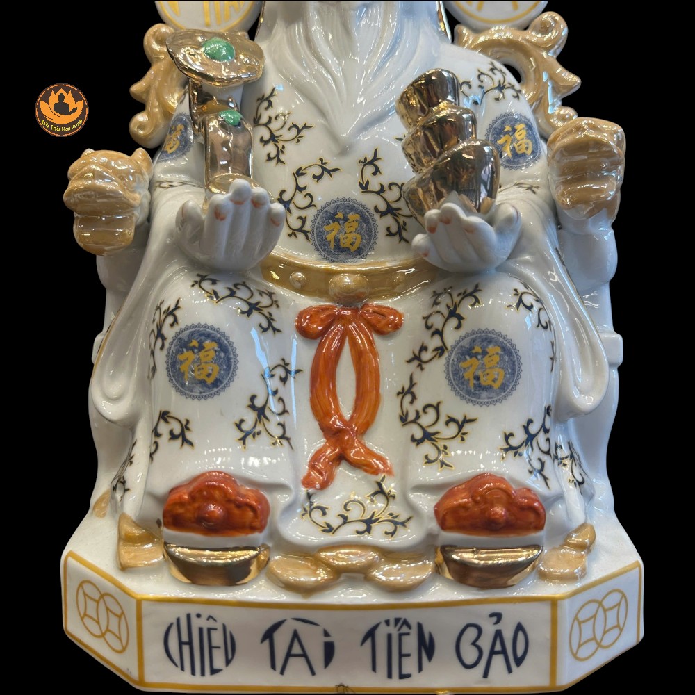 Tượng Tài Địa sứ Gấm Trắng Phú Qúy Phát Tài , Chiêu Tài Tiến Bảo