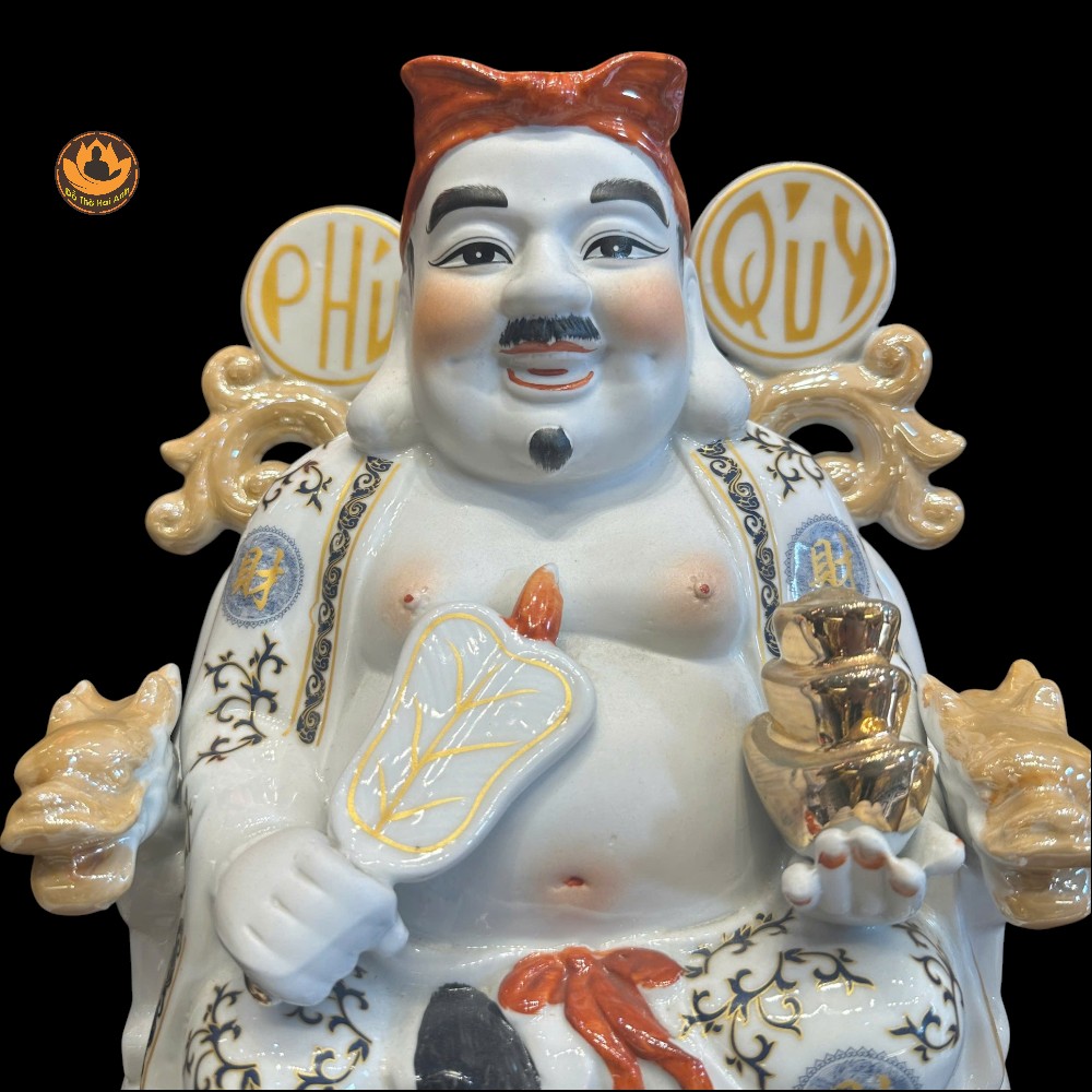 Tượng Tài Địa sứ Gấm Trắng Phú Qúy Phát Tài , Chiêu Tài Tiến Bảo