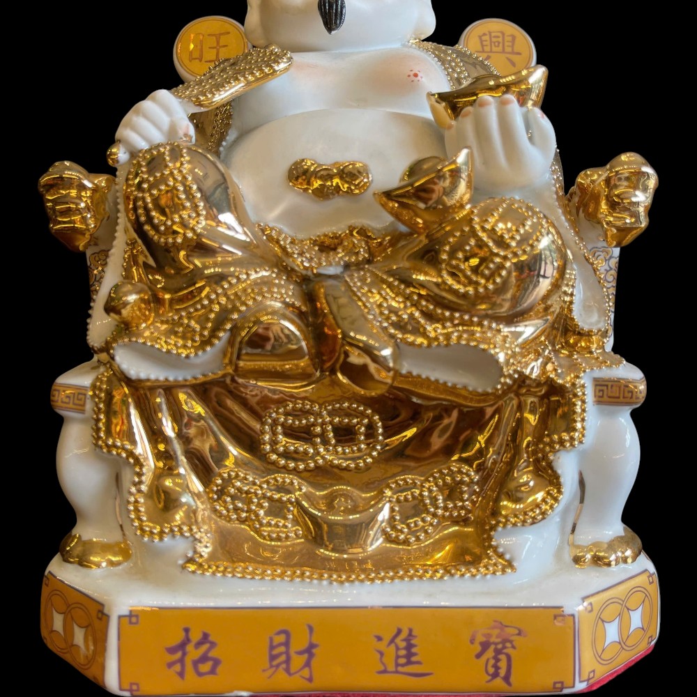 Tài địa sứ trắng vàng kim dát vàng Tài Lộc , Phú Qúy , Chiêu lượng .