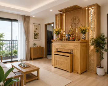 Bàn Thờ Cho Chung Cư Nên Chọn Loại Nào? Kích Thước Bao Nhiêu Chuẩn Và Cách Bố Trí Hợp Phong Thủy