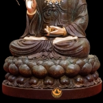 Bộ tượng Phật ta bà tam thánh đá xanh rêu cao cấp