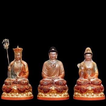 Bộ tượng Ta Bà tam thánh đồng dát vàng cao cấp