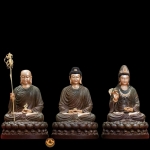 Bộ tượng Phật ta bà tam thánh đá xanh rêu cao cấp