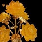 Đèn 5 bông sen lưu ly ( nhỏ ) thân hổ phách